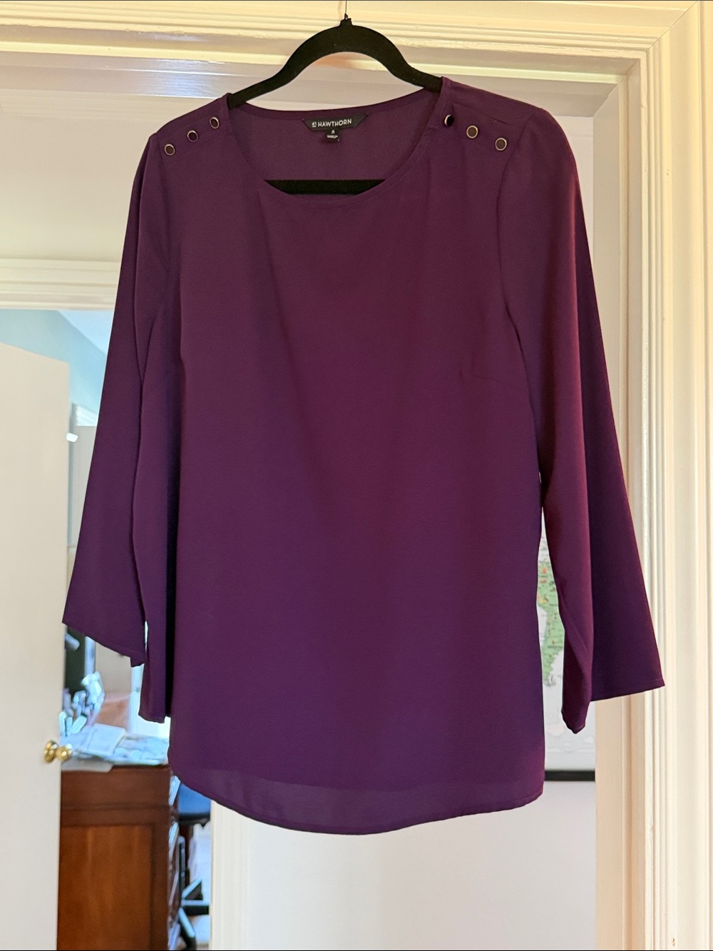 41 Hawthorn Plum Purple Grommet-Shoulder Blouse